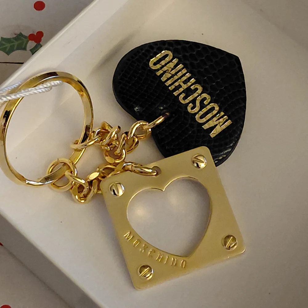 Moschino Black & Gold Heart Charm Keyring / Purse Charm - Picture 3 of 7
